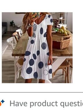 White and Navy Polka Dot Swing Dress